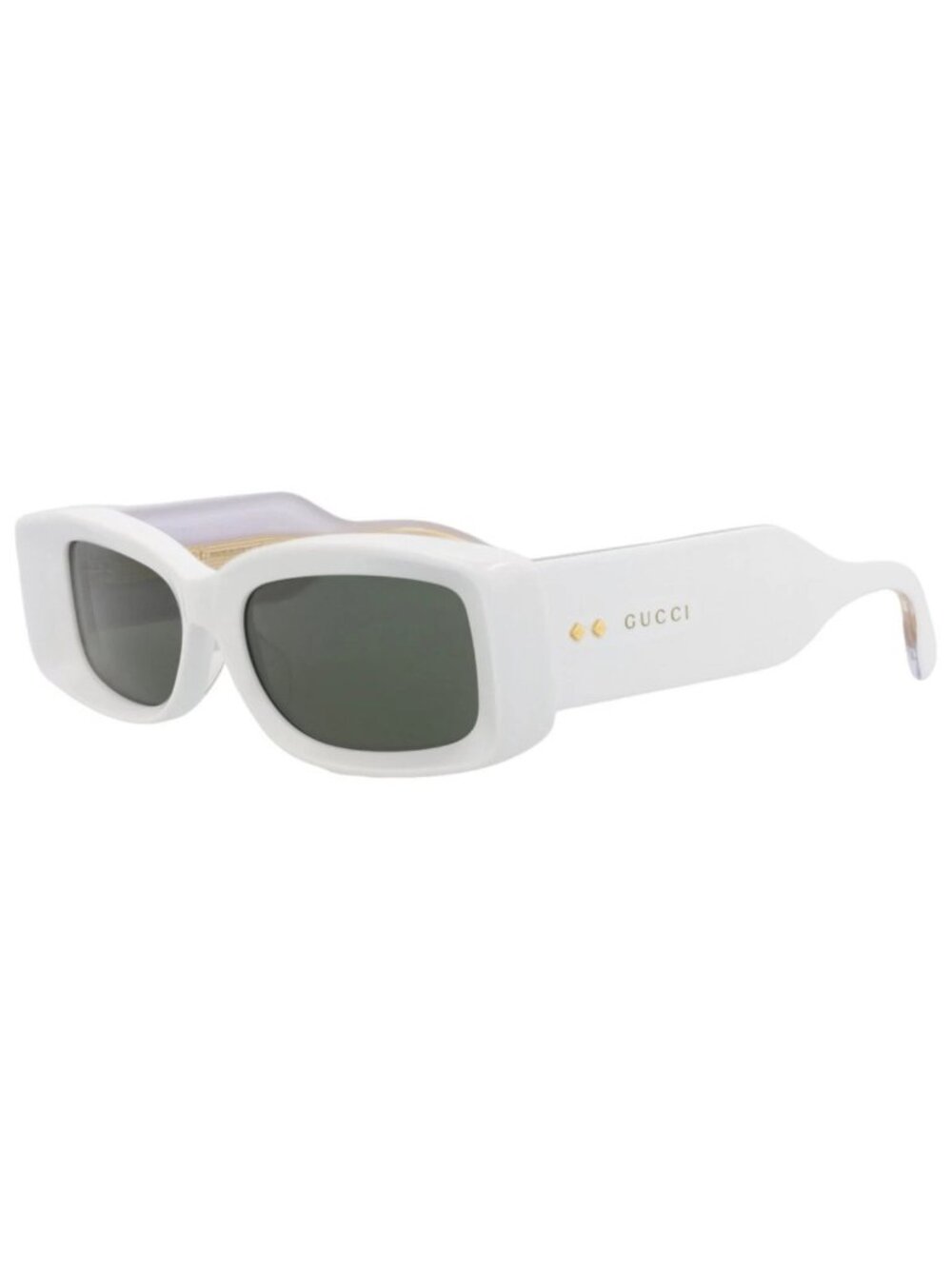 New Gucci Women's Sunglasses Square Rectangle Recycled Acetate Frame Light Blue